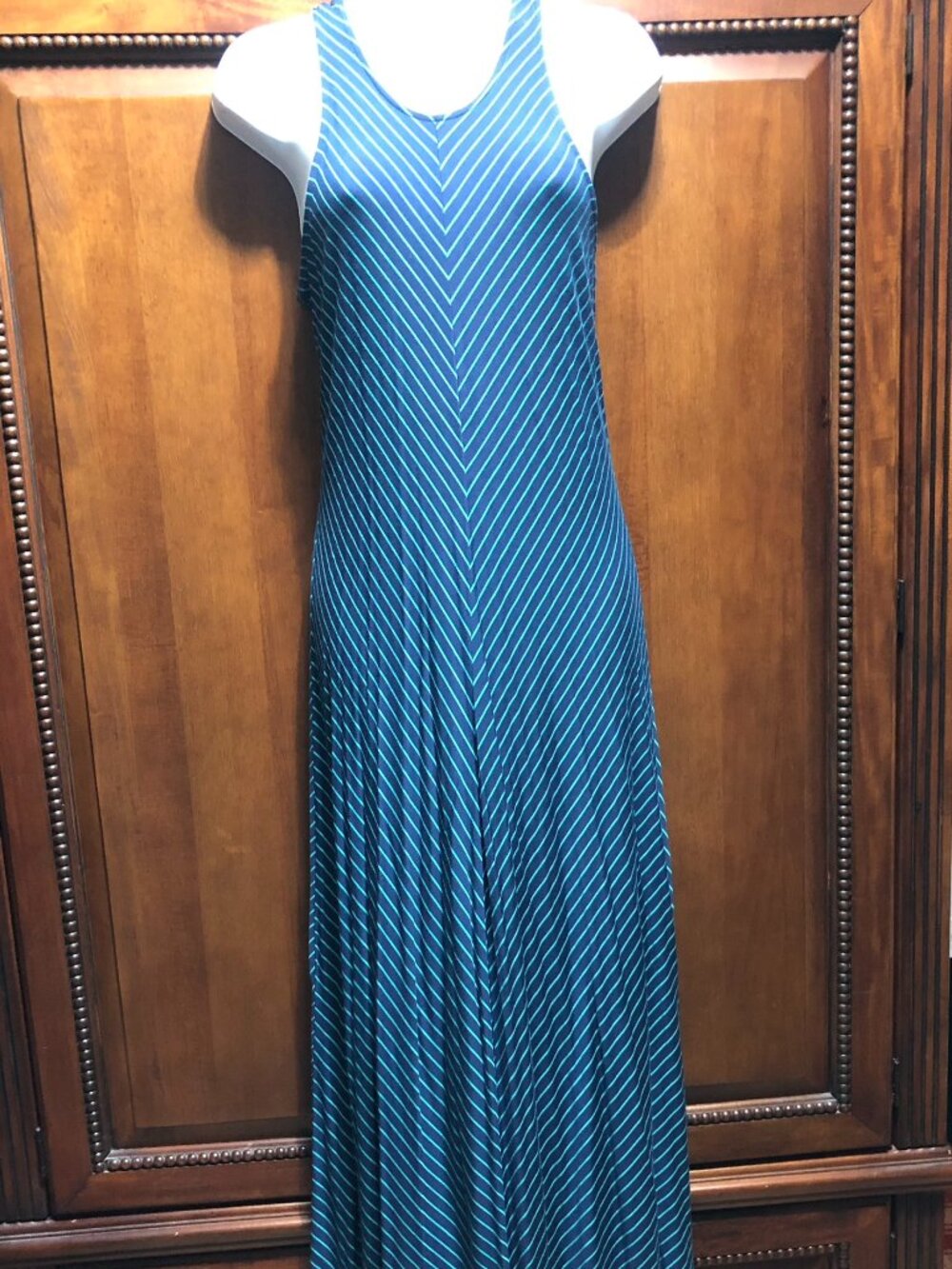 NWT GAP Striped Chevron Halter Maxi Dress Navy Teal
